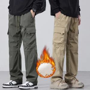 바이크 바지 모터사이클 팬츠 라이딩 방한 남성 양털 카고 겨울 패션 캐주얼 대형 주머니 벨벳 플러시 두꺼