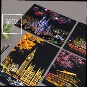 스크래치 아트 세계명소 야경 컬러링북 성인취미 힐링 도안집 손그림 드로잉북