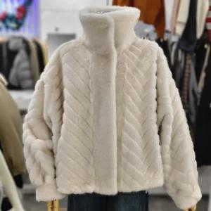 [밸리걸]하이넥 에코퍼 밍크 루즈핏 숏 자켓 614090