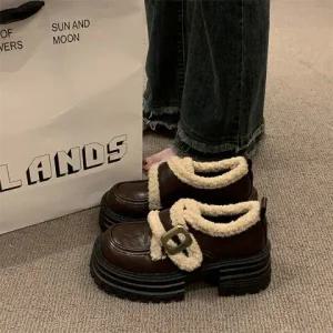 [아리엘스타일]양털슈즈 버클 플랫폼로퍼 자피엘로퍼