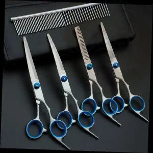 헤어컷팅가위 미용이발가위 셀프헤어컷 가위 숱가위 빗포함 스테인리스 블루링 홈미용