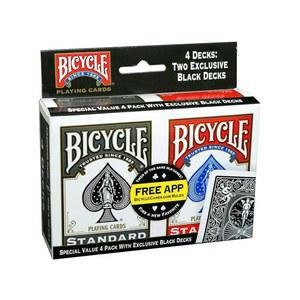 4 덱 자전거 라이더 백 스탠다드 포커 플레이 카드 블랙 앤 레드