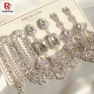 은침 귀걸이 큐빅 드롭 실버 볼드린 고급 세트 귀찌 패션