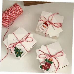 크리스마스 선물상자 포장끈 빨간색 꽈배기끈 베이킹 포장용품 화이트박스 리본끈