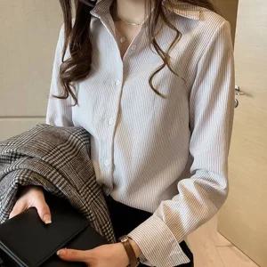 봄 가을 환절기에 스트라이프 셔츠 베이직 어울리는 상의 블라우스 남방 남자 캐주얼 빅사이즈 겨울 여성