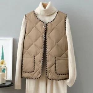 퀼팅패딩조끼 라운드 경량 패딩조끼 여성조끼/패딩/조끼/베스트/사무실/사무직/회사/실내/겨울/방한/반팔