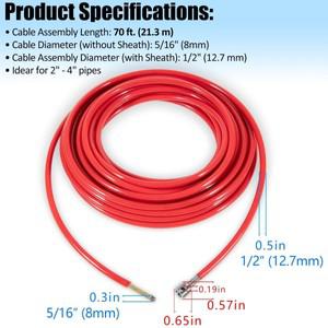 리지드 K9-204 배수 청소기용 케이블 어셈블리 64348 (커버 및 커플링 포함) 플렉스샤프트 5/16인치(8mm),