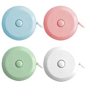 휴대용 원터치 미니 줄자 흰색 인치 눈금 봉제 피팅 재단용 1.5m 자동 고정