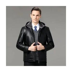 남성 점퍼 리얼 무스탕 양가죽 도톰 기모 내피 탈부착 겨울 후드 숏 캐주얼 코트 OP4