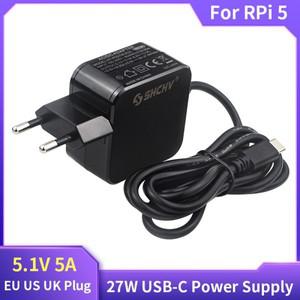 라즈베리 파이 5 전원  장치  27W 5.1V 5A USB C 타입 충전기 어댑터  EU 미국  플러그 4B RPI