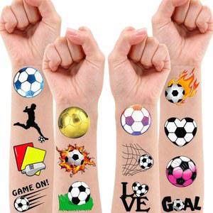 60 PCS 축구공 프리컷 임시 타투 테마 생일 파티 장식 용품 유로파 월드컵 축구 스포츠 선수 스티커 게임 보이즈 클래스 선물
