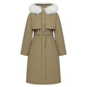 [케네스레이디][BYLYNN]후드 퍼 야상 벨티드 롱다운 EGDHOK9900