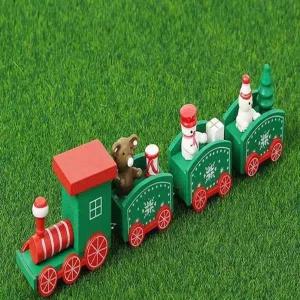 [셀러에이드]원목 크리스마스 기차 장식품 그린 컬러 연말 장식 모형