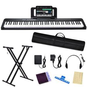 88 키 디지털 피아노 일렉트릭 키보드, 초급용 키보드 피아노, 전원 어댑터, 지속 페달, 스탠드, 블루투스, 휴대용 케이스, 헤드폰, USB-MIDI, 가정용/무대용