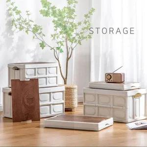 우드 폴딩 캠핑 테이블박스 1p 중형 베이지