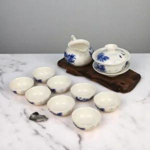 청화백자 개합 다기세트 청화 다기잔 다도세트 찻잔8개