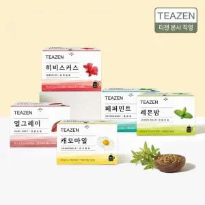 티젠 허브차 5종 세트 100티백 (얼그레이.캐모마일.페퍼민트.레몬밤.히비스커스)