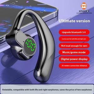 10 PC 이어폰이 없는 개방형 무선 블루투스 헤드셋 긴 배터리 수명 공기 골전도 귀고리 스포츠