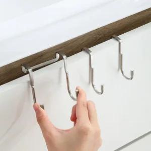생활만렙 [체험특가] 다걸어 듀얼 도어 후크 4개 걸이 스테인레스 잡화 다용도 고리