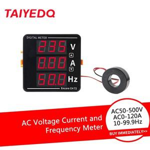 AC50-500V 0-120A 10-99.9Hz 디지털 디스플레이 전압 암페어 주파수 측정기 전류계 헤르츠 72x72mm