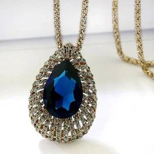 [골드스마일]스타일리쉬 물방울 선물용 큰 패션 크리스탈 롱 목걸이 레트로골드