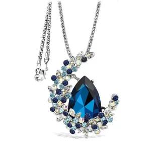 [골드스마일]크리스탈 라인석 롱 라인스톤 긴 화려한 목걸이 블루