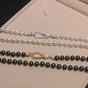 [골드스마일]길이조절 긴 목걸이 이중 레이어드 패션 핵진주 롱 흑진주 자연주의