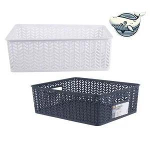 다용도 수납 바구니 5호 오픈형 헤링본 디자인 PP바구니 다용도바스켓 다용도바구니