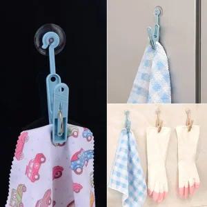 부착식 주방장갑 행주 빨래집게 걸이 수건 행거 6p 흡착식빨래집게 건조집게