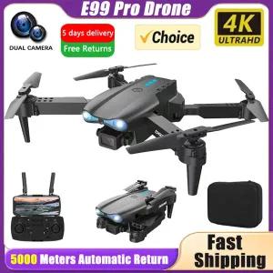 E99 프로 드론 Quadcopter 원격 제어 핸들 4 축 항공기 HD 6K UAV 고도 고정 헬리콥터 완구