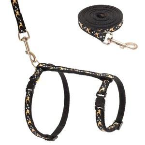 SCIROKKO 고양이 하네스 및 목줄 세트 - 어두운 곳에서 빛나는 작은 동물을 위한 안전 버클과 함께 야외 보행을 탈출 방지 조정 가능