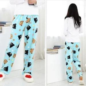 ( )극세사 겨울 바지 바지 여성용 블루 수면바지 수면 잠옷 실내복 겨울 캐릭터 극세사 여성 바지