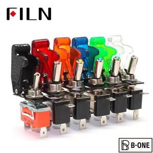 FILN 로커 스위치 자동차 보트 트럭 조명 LED 토글 안전 항공기 플립 업 커버 가드 12V20A ASW-07D