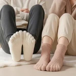 남녀공용 극세사 발가락 수면양말 겨울 보온 장목 양말 수족냉증 임산부 털 무압박 양말