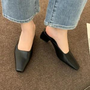 [피커]페미닌 스타일 여성 데일리 블로퍼뮬 뮬 로우힐