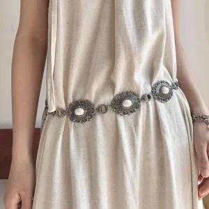 여성 빈티지 캐주얼 허리 체인 조각 조임 허리띠 벨트 가죽체인벨트