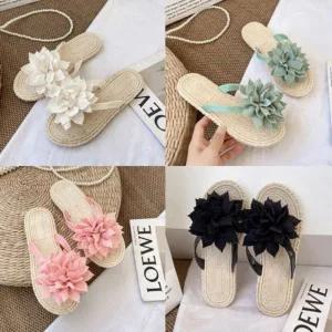[피커]예쁜 시폰 포인트 꽃무늬슬리퍼 패션 쪼리 슬리퍼