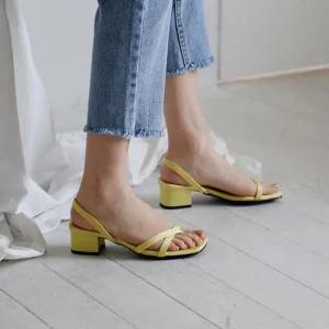 [피커]여성슬리퍼 스퀘어토 사선 쪼리 통굽 뮬 슬리퍼