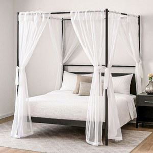 투돔로 8 패널 캐노피 침대 커튼, 홀 거즈 커튼과 타이가 있는 캐노피, 퀸 풀사이즈용 화이트 프린세스 주방 실내 야외 침실 장식용 커튼