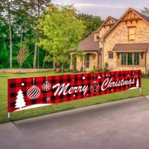 크리스마스 초대형 체크성탄 파티 장식 현수막 데코