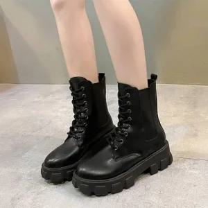 여성 캐주얼 플랫 빅사이즈 심플 레이스업 워커 신발