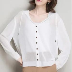 소재 얇은 후드스타일 아이탬 가디건 간절기 니트