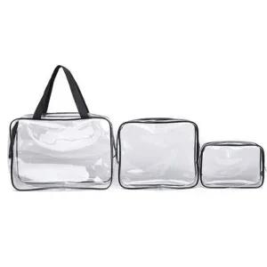 목욕용품 수납 PVC 파우치 3종세트 물놀이 투명 가방
