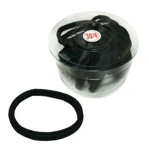 매듭없는 납작주름 검정고무줄 30P 코사지통 머리끈