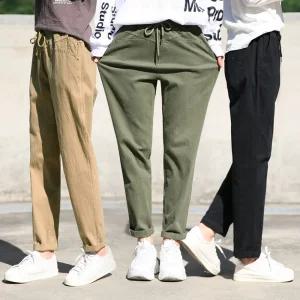 동대문스타일 여자 기모바지 바이오워싱 루즈핏 스판 여성 겨울 면바지 OB1019