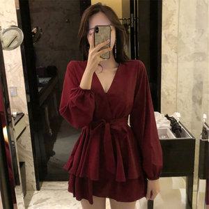 릴리 티어드 랩 섹시원피스 홀복 클럽의상 H023