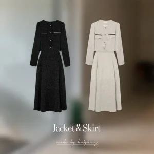 [핫핑](센텀시티점)[하객룩/스커트세트] 머스티 자가드 트위드 투피스set H_OPS31306