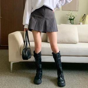 [다잇템] 여자 하이틴 FW 고무줄 초미니 아코디언 보온 스커트