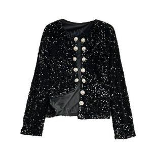 스팽글 자켓 공연 파티 반짝이 의상 여성 독특한 무대 여성용 재킷 캐주얼