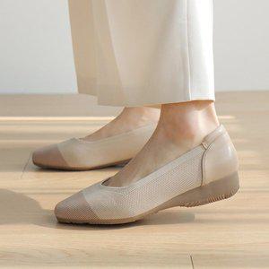 [바닐라슈] 리베로 니트 V컷 쿠션백캡 웨지몰드 플랫슈즈(4cm)